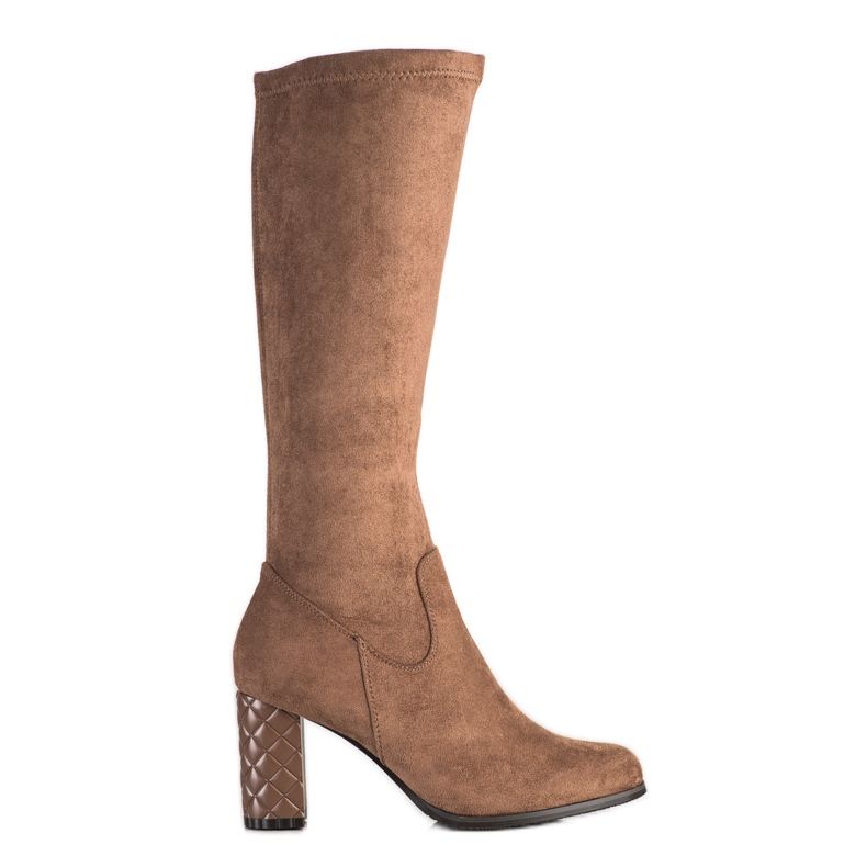 SHELOVET Stiefel mit hohen Absätzen aus Wildleder braun