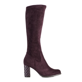 SHELOVET Stiefel mit hohen Absätzen aus Wildleder lila