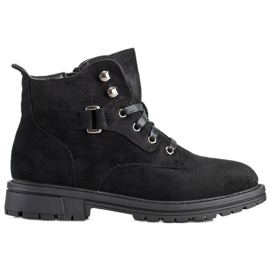 SHELOVET Schnürstiefeletten aus Wildleder schwarz