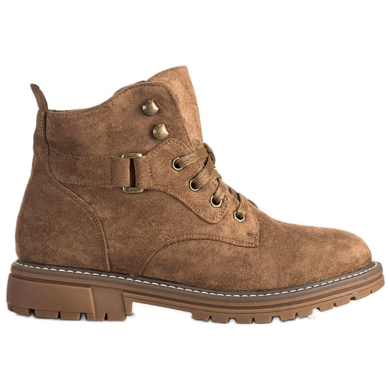 SHELOVET Schnürstiefeletten aus Wildleder braun