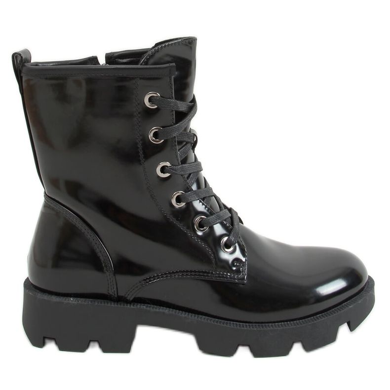 Schwarzer Schnürer Y9551 Schwarz