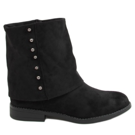 Schwarze Stiefel mit verstecktem Keilabsatz D7719 Schwarz