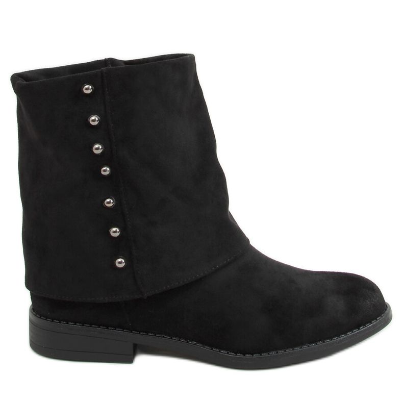 Schwarze Stiefel mit verstecktem Keilabsatz D7719 Schwarz