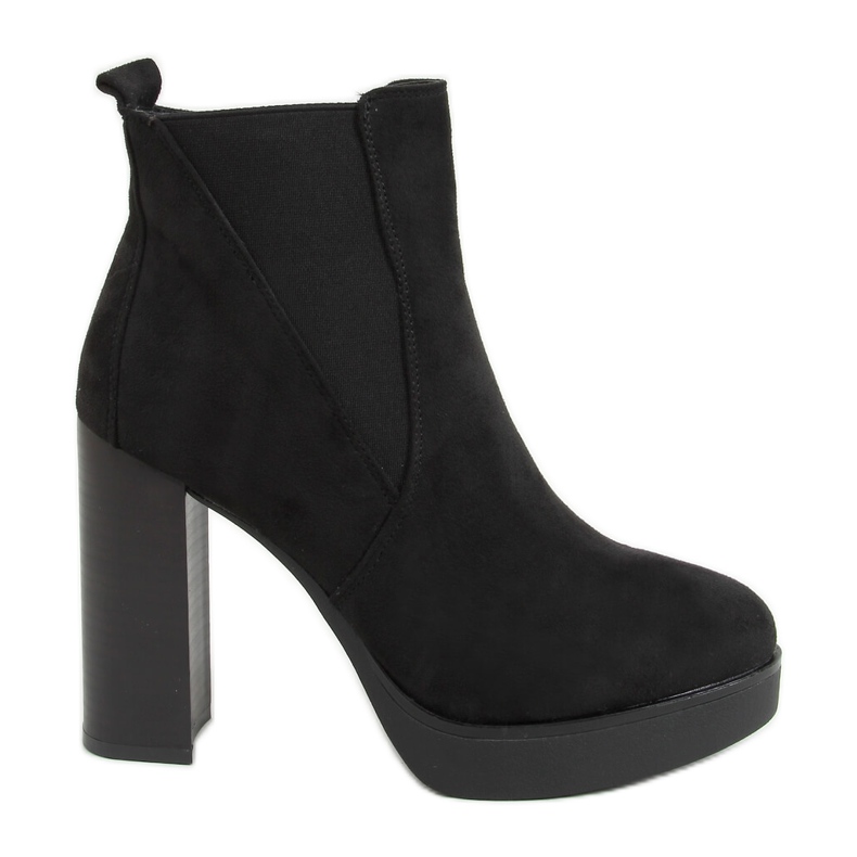 Stiefel am Pfosten und Plateau schwarz 9568 Schwarz