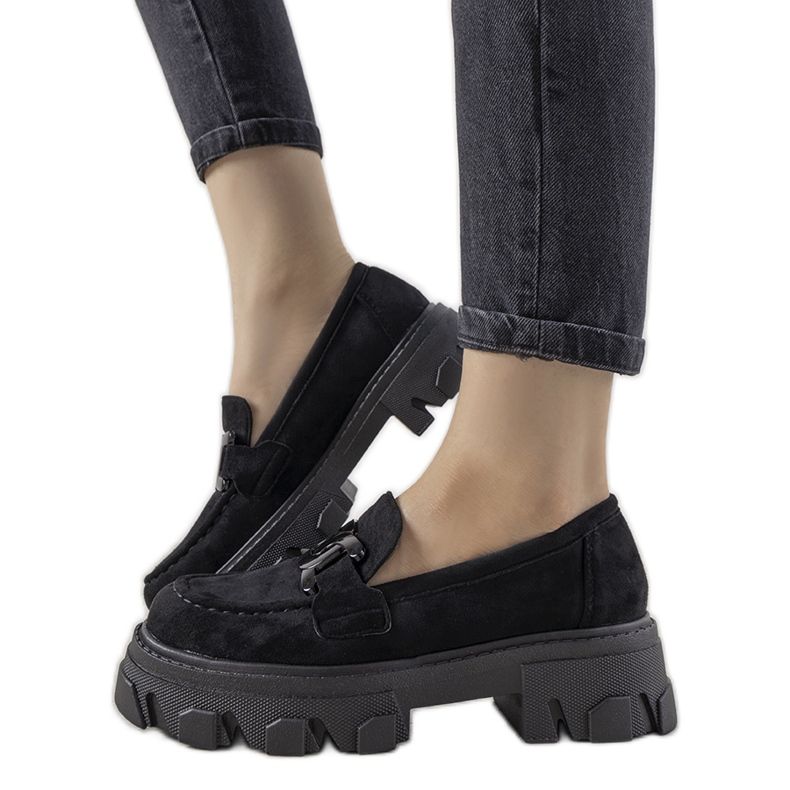 Schwarze Loafer auf hoher Perla-Sohle