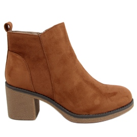 Braune Stiefel mit weitem Absatz 9B1003 Khaki