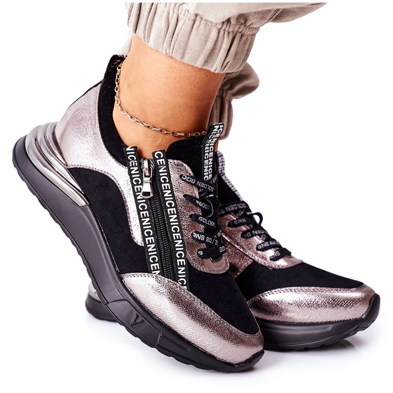 Vinceza Damen Sportschuhe Sneakers Schwarz Aduan