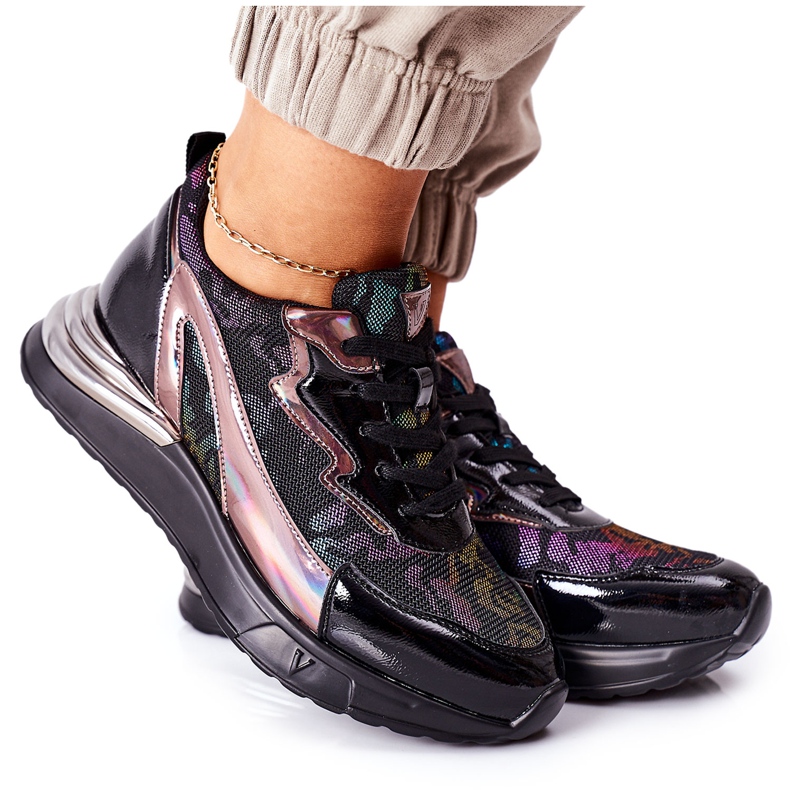 Vinceza Damen Sportschuhe Sneakers Schwarz Multi Buckland