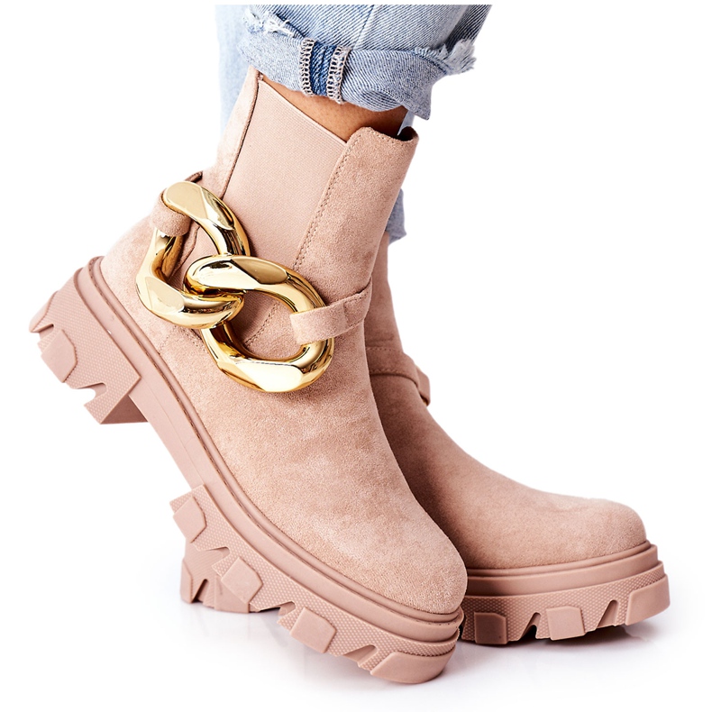 S.Barski Damen Warme Stiefel Jodhpurstiefel Beige Visione