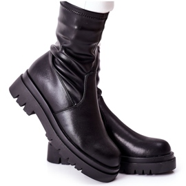 S.Barski Schwarze Doubler Damenstiefel mit elastischem Schaft