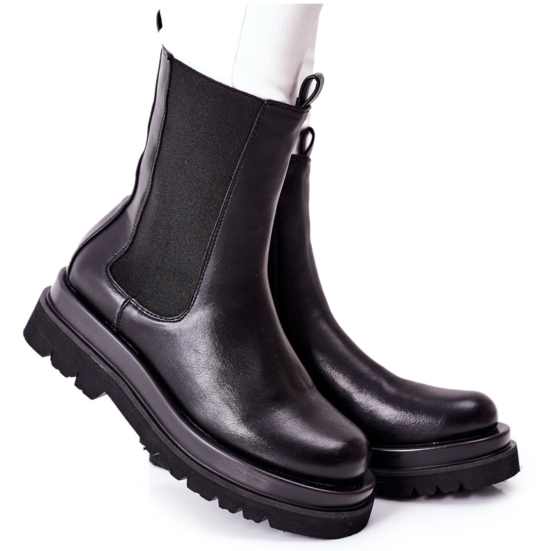 S.Barski Hohe Stiefel für Damen Jodhpur Schwarz Belive