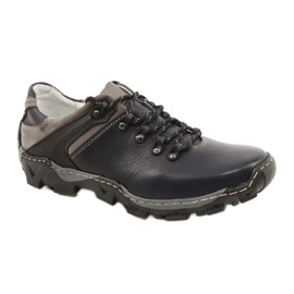 Bednarek Polish Shoes Herren Leder Wanderschuhe 116 marineblau grau