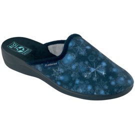 Damen 3D Adanex 25817 Marineblaue Aloe Vera Hausschuhe navy blau