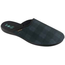 Herren Hausschuhe Kariert Adanex 26816 Marineblau grau