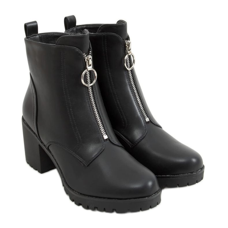 Schwarze Stiefel mit hohen Absätzen BH-50 Black Pu