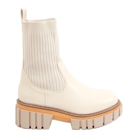 Chelsea Boots Socken Schaft creme NS227P Beige
