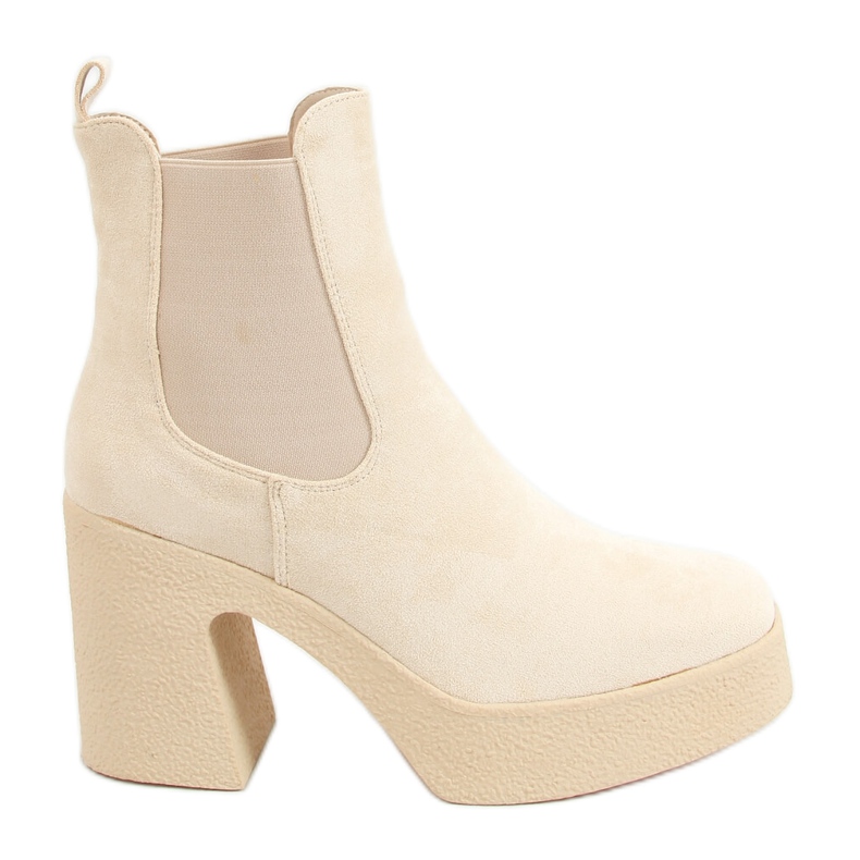 Cremefarbene Stiefel mit Gummiabsatz ST-62P Beige