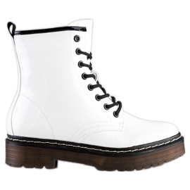 SHELOVET Weiße Arbeiterstiefel mit Pelz