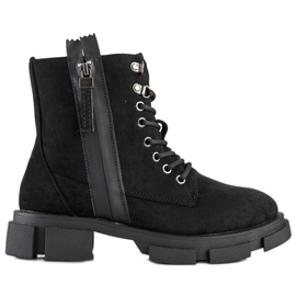 Cm Paris Schwarze Trapper mit dekorativem Reißverschluss