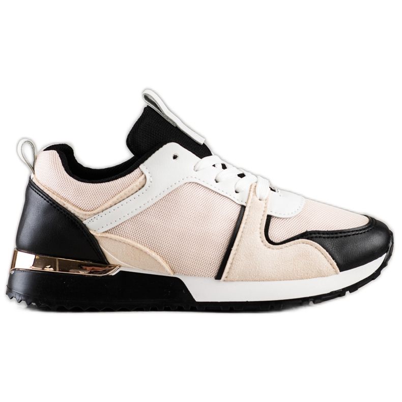 SHELOVET Bunte Sneakers mit Mesh beige schwarz