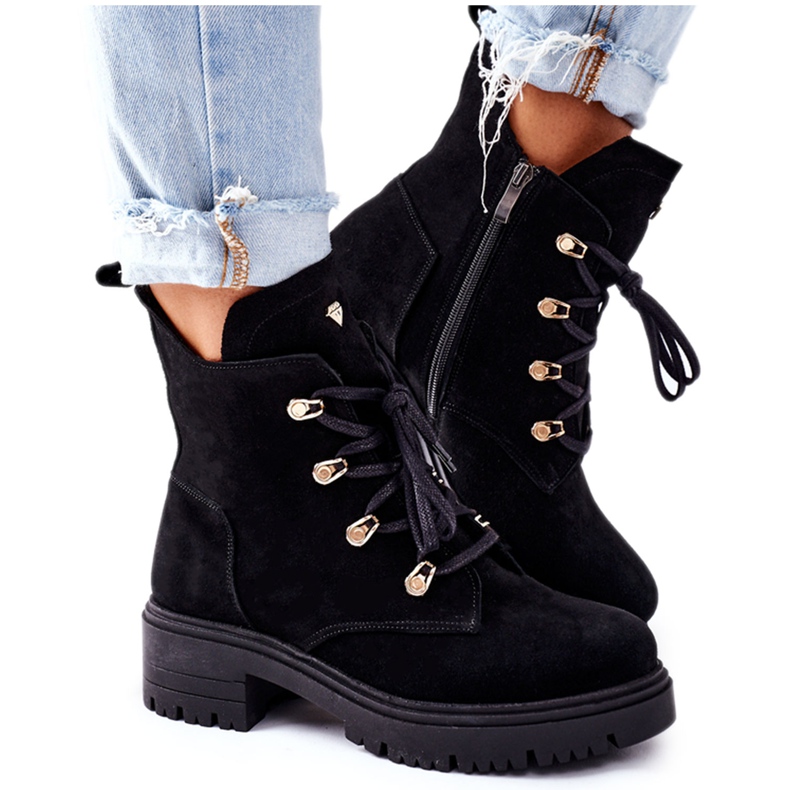 Schwarze Wildlederstiefel für Damen Nicole 2674