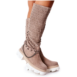 Lewski Shoes Damen Lederstiefel Lewski Cappuccino Wildleder 2866 braun