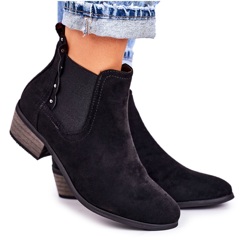 J. Star Klassische Chelsea Boots für Damen Wildleder schwarze Wanderstiefel