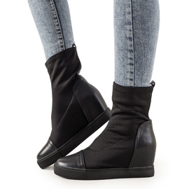 Schwarze elastische Keilsneaker Partida