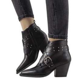 Schwarze Jodhpur-Stiefel mit Schnalle und Rubio-Nieten