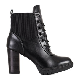 Super Mode Schwarze Schnürstiefel auf High Heels