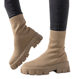 Beige Stiefel mit dicker Sohle Randy