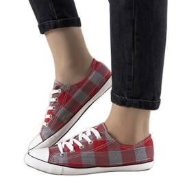 Rot karierte Sneakers für Büros grau