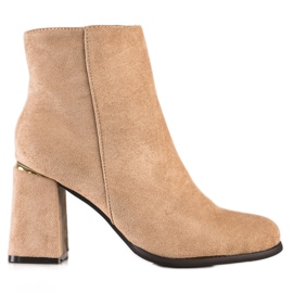 SHELOVET Stiefel mit hohen Absätzen aus Wildleder beige