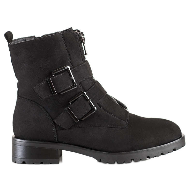 Cm Paris Wildleder-Arbeiter mit Schnallen schwarz