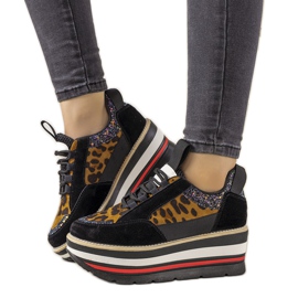 Schwarze Sneakers mit hohen Debbi-Sohlen braun