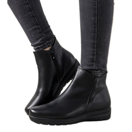 Schwarze glatte flache Garrido Stiefel