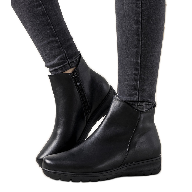 Schwarze glatte flache Garrido Stiefel