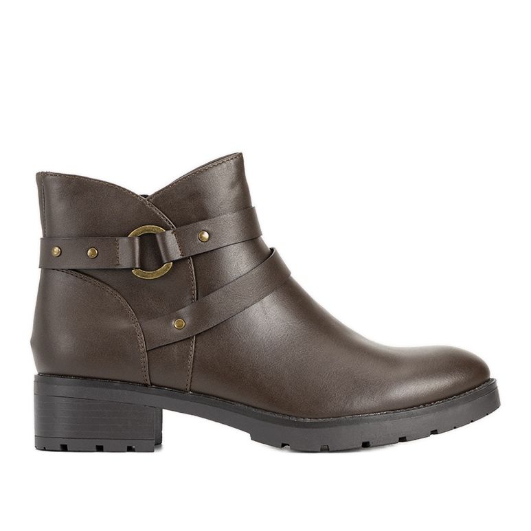 Braune glatte flache Stiefeletten mit Streifen von Danisa