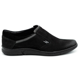 KOMODO Schwarze Herren Slipper aus Leder 860K
