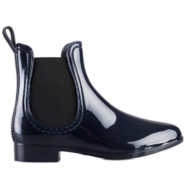 SHELOVET Glänzende kurze Gummistiefel navy blau
