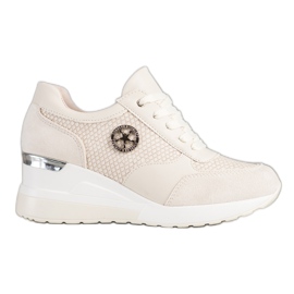 SHELOVET Leichte Sneakers mit Keilabsatz beige