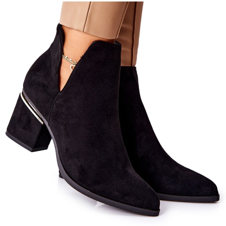 PS1 Wildlederstiefel für Damen mit Ausschnitten Schwarz Noel