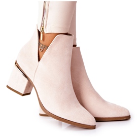 PS1 Wildlederstiefel für Damen mit Ausschnitten Beige Noel