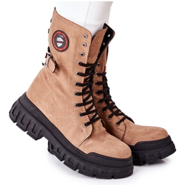 NAVY DOT Damenstiefel Trappers Workers Braun Monope