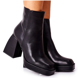 FJ1 Damen Warme Stiefel Square Post Schwarz Closer