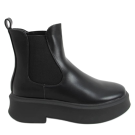 Schwarze Chelsea Boots mit dicker Sohle NS222P Schwarz