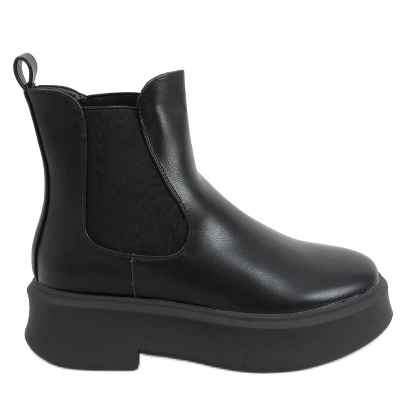 Schwarze Chelsea Boots mit dicker Sohle NS222P Schwarz