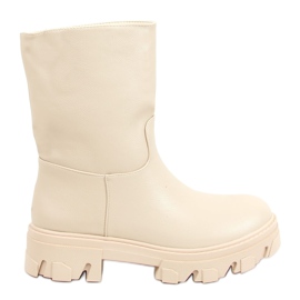 Beige Stiefel mit geradem Obermaterial QT19P Beige