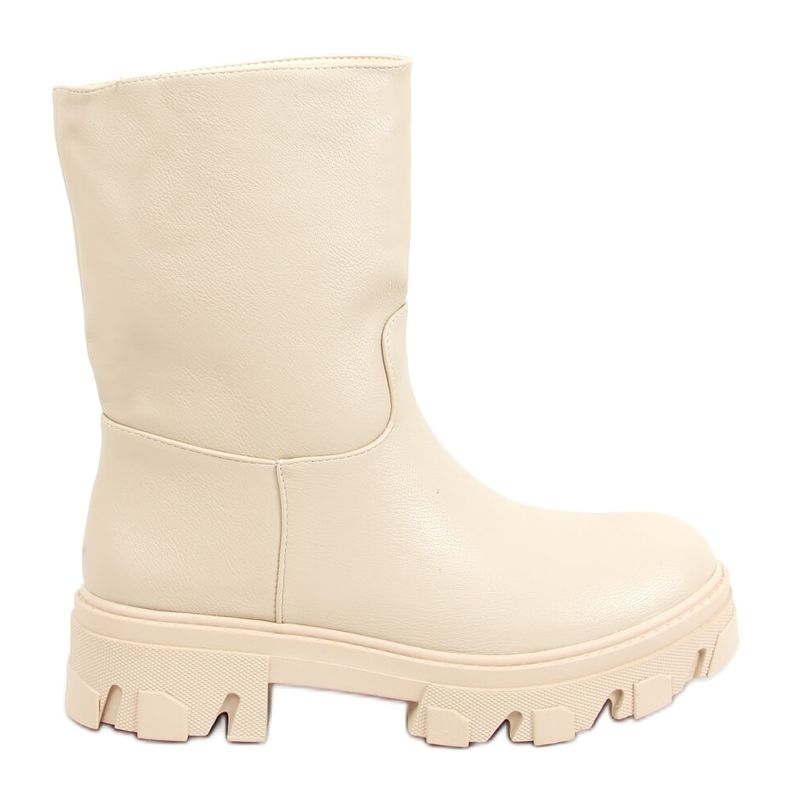Beige Stiefel mit geradem Obermaterial QT19P Beige