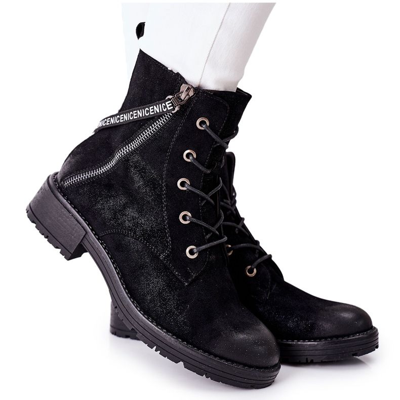 Vinceza Schwarze Goorey Damen Workers Stiefel